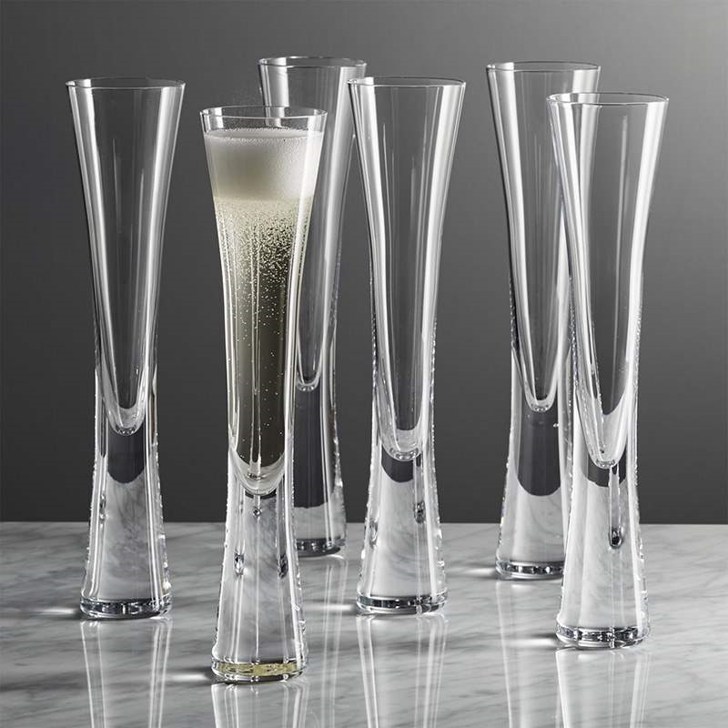 Crystal Wine Glass - Kulpsuz şampanya bardakları Glitter Flüt Şeffaf
