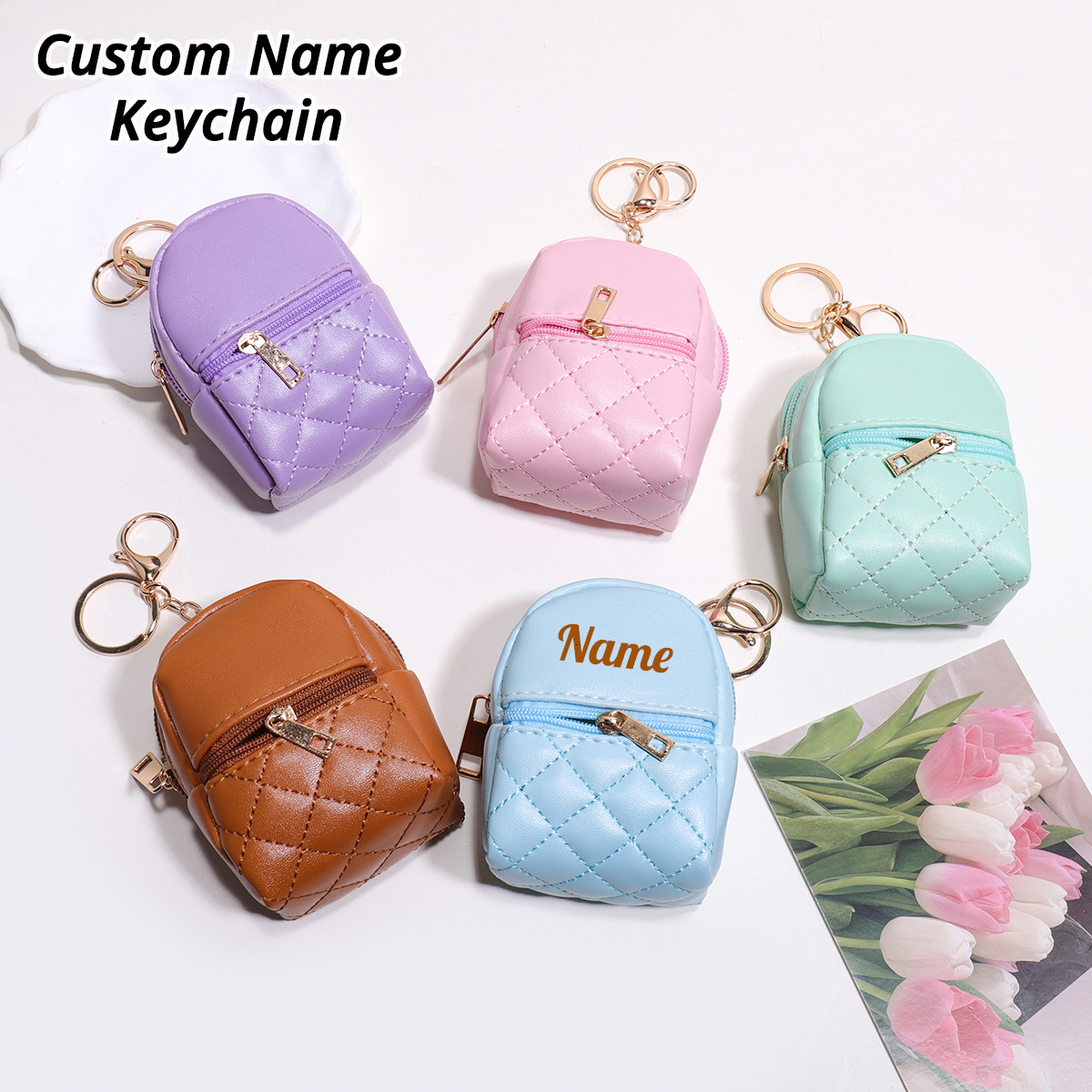 Leather Card Wallet - Mini Özel İsimli Anahtarlık Bozuk Para