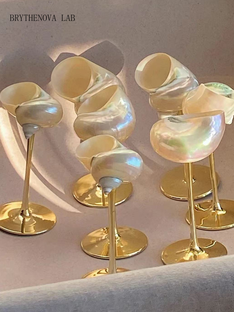Crystal Wine Glass - AhunderJiaz Retro Çift Deniz Kabuğu Şarap